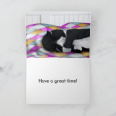 Happy Birthday Napping Tuxedo Kat Kaart (Binnen)