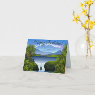 Happy Birthday Natuur Mountain Landscape Waterval Kaart
