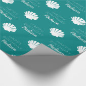 Happy Birthday | Nautical Seashell Beach Name Cadeaupapier (Hoek)