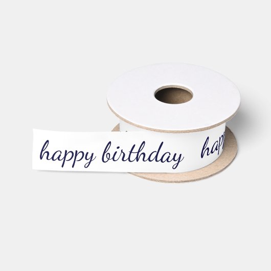 Happy Birthday Navy Blue Script Typografie Lint (Spoel)