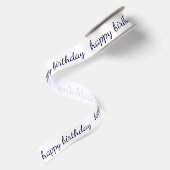 Happy Birthday Navy Blue Script Typografie Lint (Achterkant)
