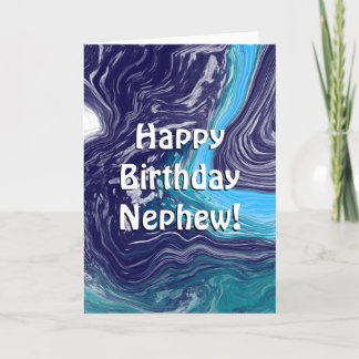 Happy Birthday Nephew | Blauwe en witte marmer Kaart