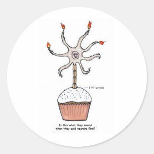 Happy Birthday Neuron Cupcake Ronde Sticker