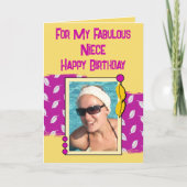 Happy Birthday niece foto roze geel Kaart (Voorkant)