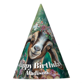 Happy Birthday Nubian Goat Garden Flowers Feesthoedjes