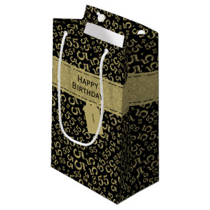 Happy Birthday Number 55 Pattern Gold/Black Klein Cadeauzakje