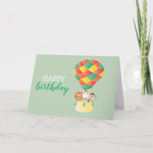 Happy Birthday Oerwoud Animals Hot Air Balloon Kaart