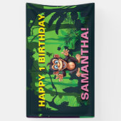 HAPPY BIRTHDAY oerwoud KINDER Banner (Verticaal)