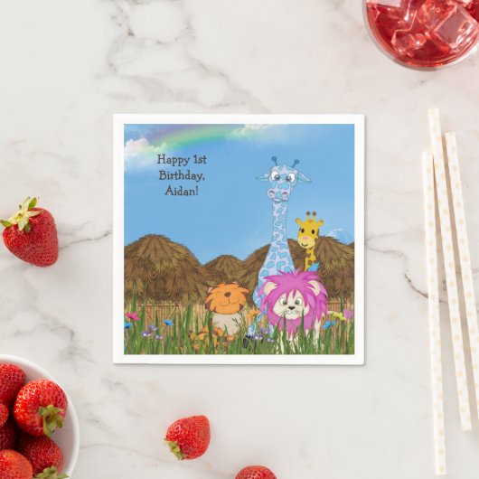 Happy Birthday oerwoud met hutten Servetten (Insitu)