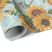 Happy Birthday of Retirement Sunflower Voeg naam t Cadeaupapier (Rol Hoek)