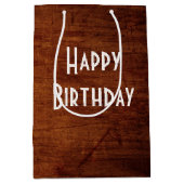 Happy Birthday op eiken hout Medium Cadeauzakje (Voorkant)