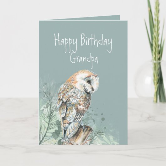 Happy Birthday opa Barn Owl Bedankkaart (Voorkant)