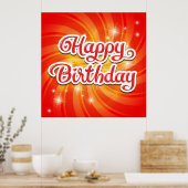 Happy Birthday Oranje achtergrond Poster (Keuken)