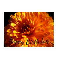 "Happy Birthday" Oranje Chrysanthemum Kaart
