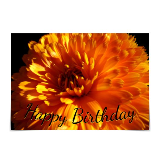 "Happy Birthday" Oranje Chrysanthemum Kaart