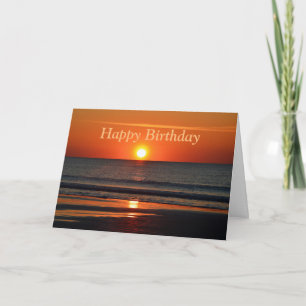 Happy Birthday Oranje Sunrise op het strand Kaart