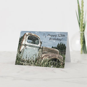 Happy Birthday - Oude Antiek klopwagen in het gras Kaart