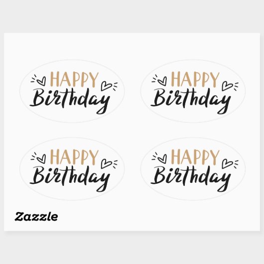 Happy Birthday Ovale Sticker (Vel)