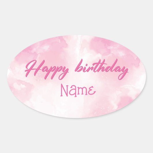 Happy Birthday Ovale Sticker (Voorkant)