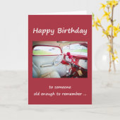 Happy Birthday Over the Hill Red Car Kaart (Gele Bloem)