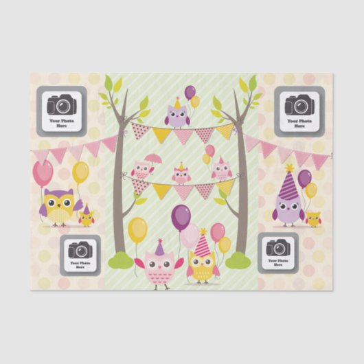 Happy Birthday Owls Tissuepapier (Voorkant)