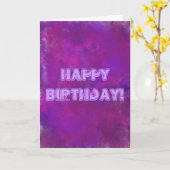 Happy Birthday Paars Abstracte Textuur Kaart (Gele Bloem)