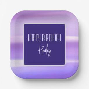 "Happy Birthday" Paars Bord  papier