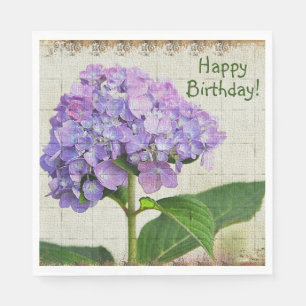 Happy Birthday Paars Hydrangea Servet