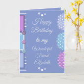 Happy Birthday-paars Kaart (Gele Bloem)