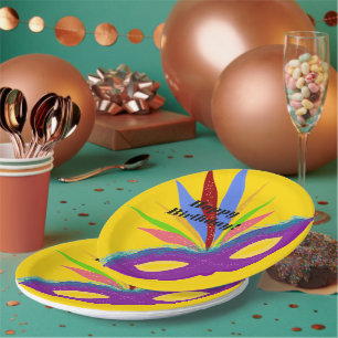 Happy Birthday Paars Masquerade Mask Papieren Bordje