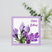 Happy Birthday paarse bloemige heldere kleurrijke  Kaart (Staand voorkant)