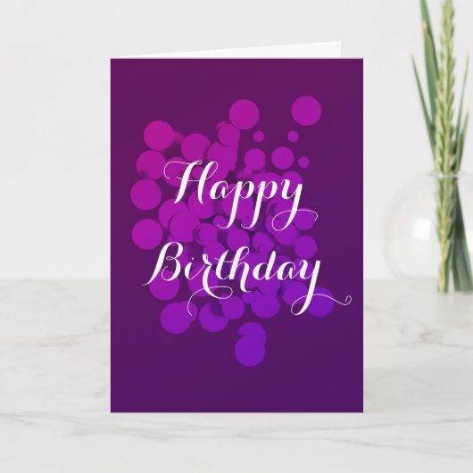 Happy Birthday Paarse Circles Abstracte achtergron Kaart (Voorkant)