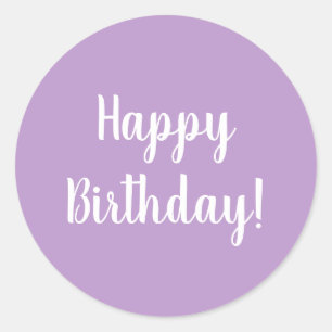 Happy Birthday Paarse Lila Typografie Ronde Sticker