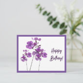 Happy Birthday paarse Schotse wilde bloemen boho Briefkaart (Staand voorkant)