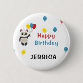 Happy birthday Panda beer wit Ronde Button 5,7 Cm (Voorkant)