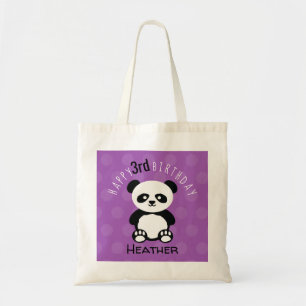 Happy Birthday Panda Gepersonaliseerde Kinder Paar Tote Bag