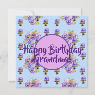 Happy Birthday Pansy floral Grandma Feestdagenkaart