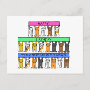 Happy Birthday Papa Cartoon Katten met Banners Briefkaart