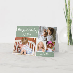 Happy Birthday PAPA Photo Collage Green Card Kaart