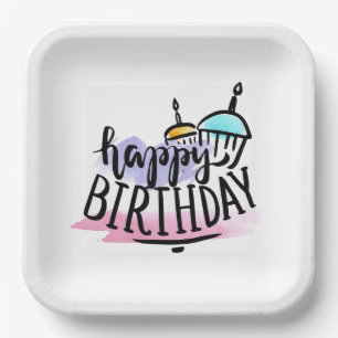 Happy Birthday Paper-Borden Papieren Bordje