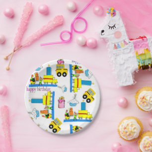 Happy Birthday Paper Borden Trucks Bus Papieren Bordje