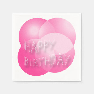 Happy Birthday Paper Inapkins Pink Bubbles Servetten