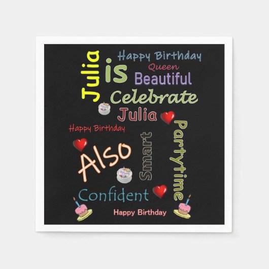 Happy Birthday Paper Napkins Julia Servet (Voorkant)