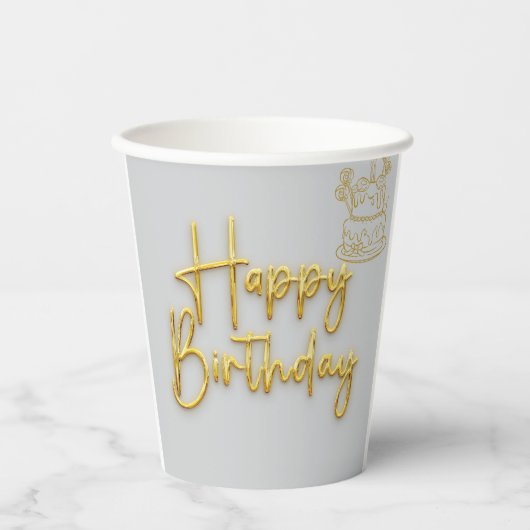 Happy Birthday Papieren Bekers (Voorkant)