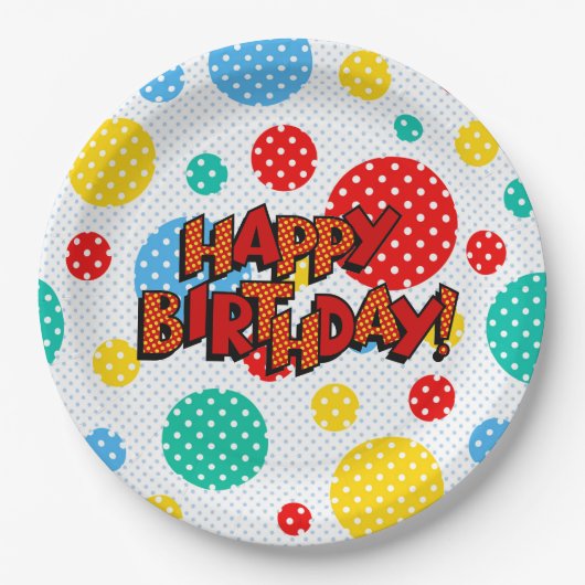 Happy Birthday Papieren Bordje (Voorkant)