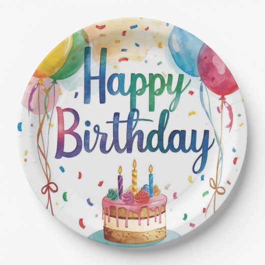 Happy Birthday Papieren Bordje (Voorkant)