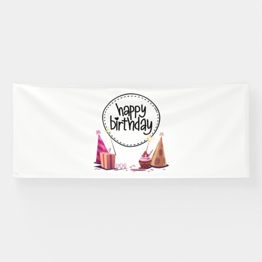 Happy Birthday Party 4x10 Vinyl Banner vertaalt na (Horizontaal)