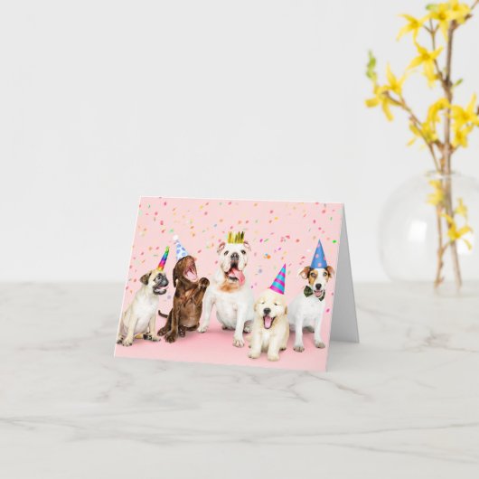 Happy Birthday Party Animal Kaart (Gele Bloem)