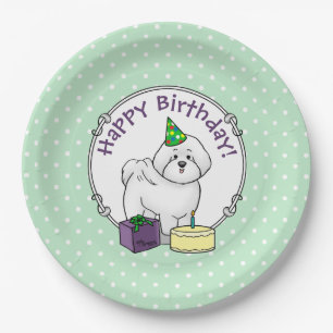 Happy Birthday (Party) Bichon Frise Dog - Cute Papieren Bordje
