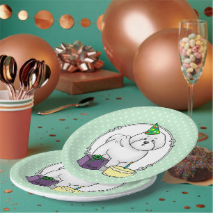 Happy Birthday Party Bichon Frise Dog - Cute Papieren Bordje